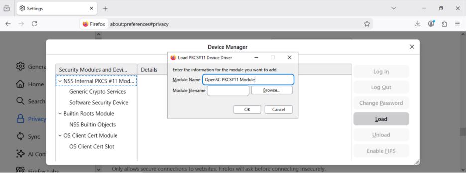 firefox pkcs setup step 4 screen shot.